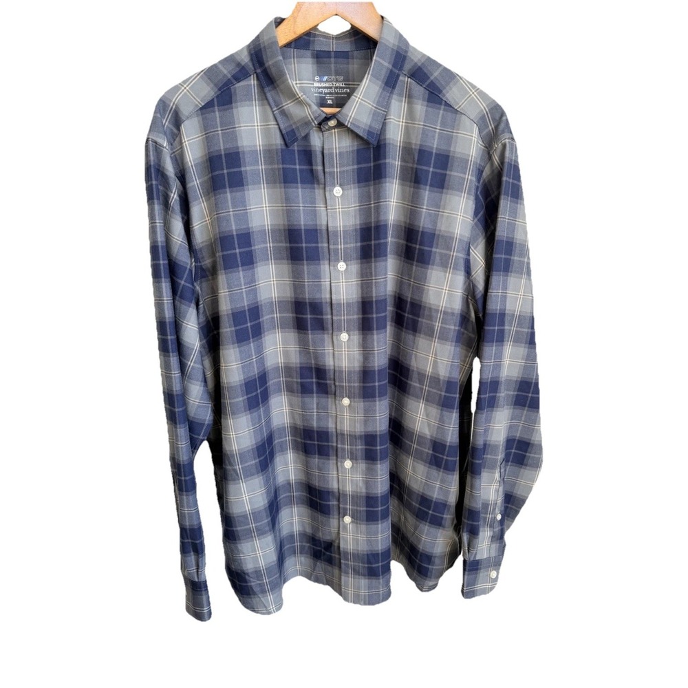 Vineyard Vines OTG On the Go Twill Button Down Shirt Mens XL Blue/gray Plaid NWT
